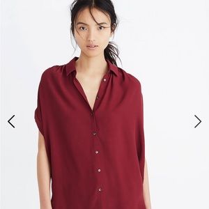 Madewell Central Drapey Shirt XS in Burgundy, NWT